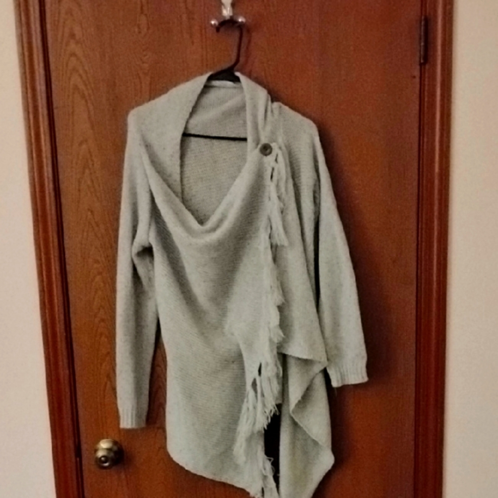 Gray Asymmetrical Wrap Poncho